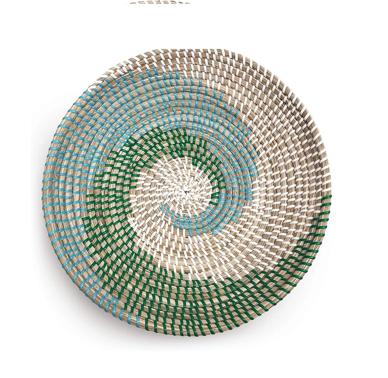 
Eco-friendly Natural Seagrass With Plastic Strings Plate in Kitchen Woven Fruit Basket or Wall Basket Decor 