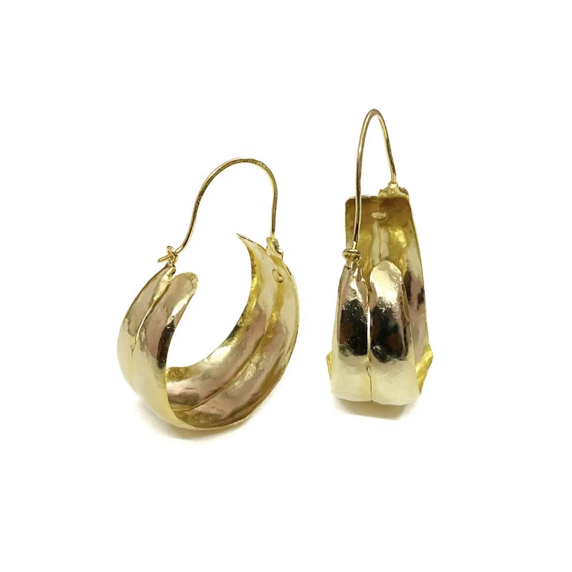 High quality 18k gold plated handmade antique technique African Fulani hoop earring luxury design light weight attractive