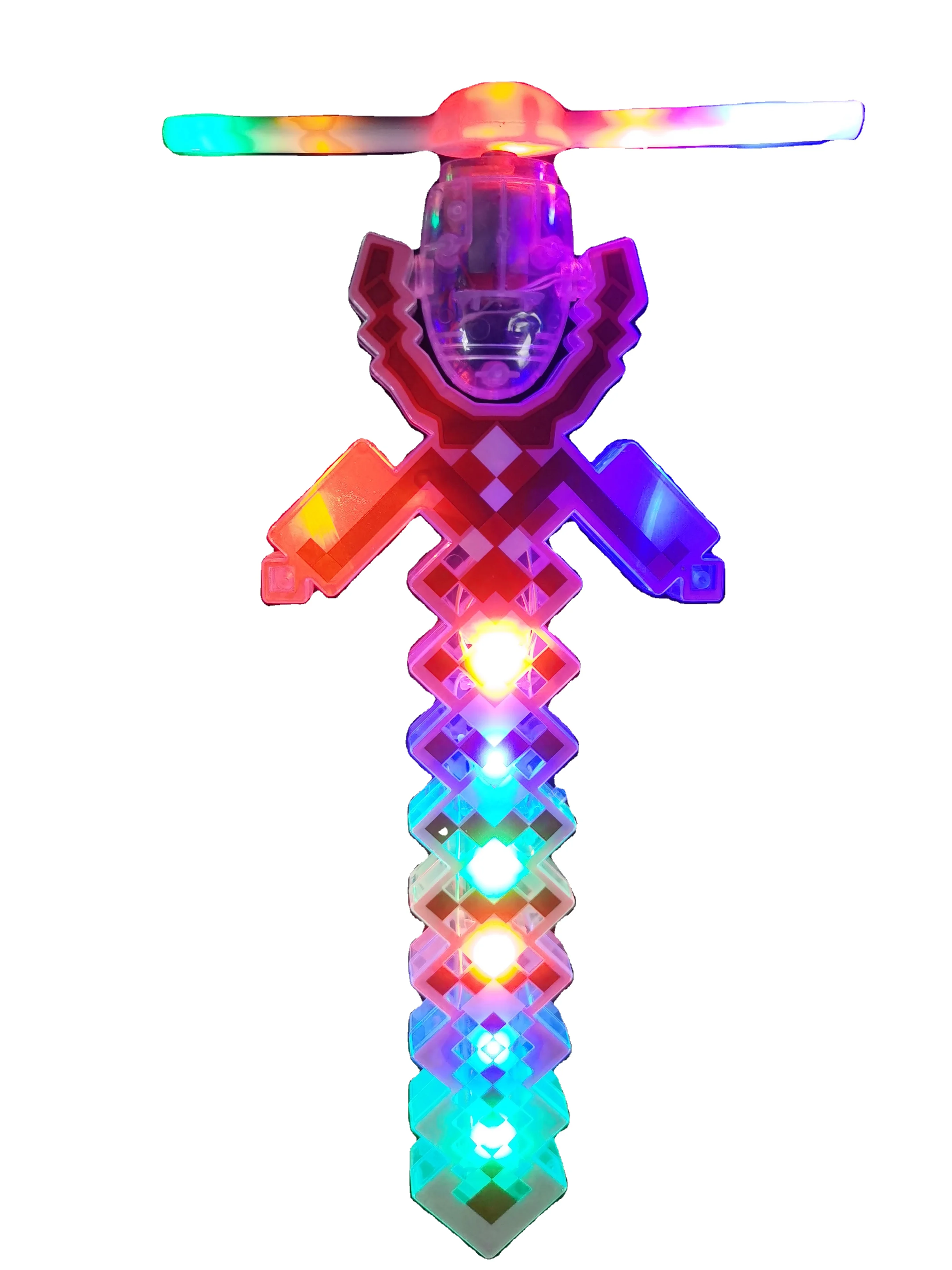 2024 Hot Flashing light up Pixel spinner Windmill LED Light up Swivel Fan led spinning windmill wand toy for kids