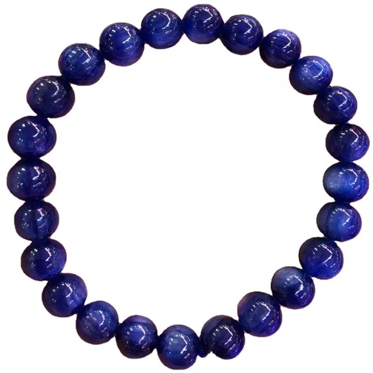 Wholesale Kyanite Gemstone Bracelets Natural Blue Kyanite Bracelet Round Bead