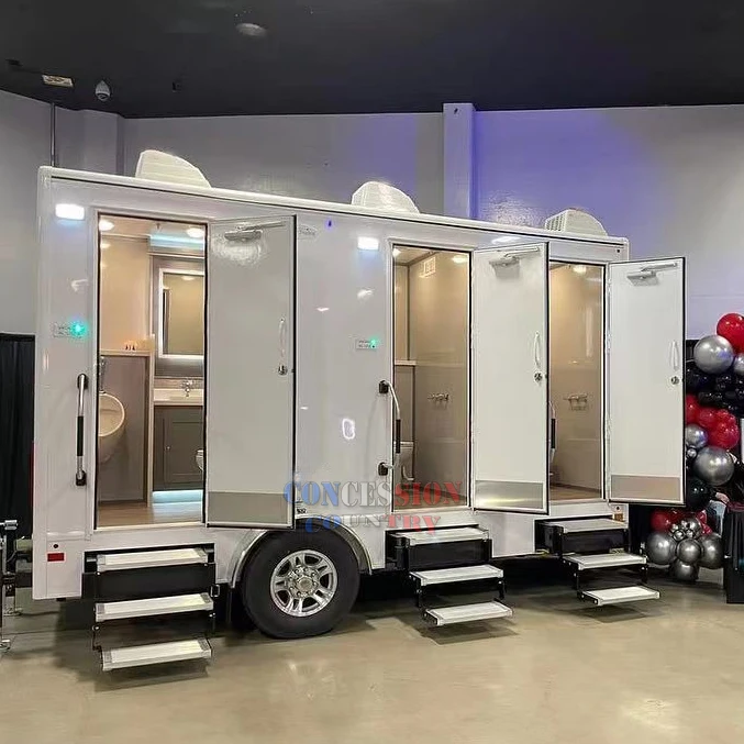 Luxury Portable Restroom Trailer Camping Caravan Mobile Toilet Trailer Event  Bathroom Shower Trailer
