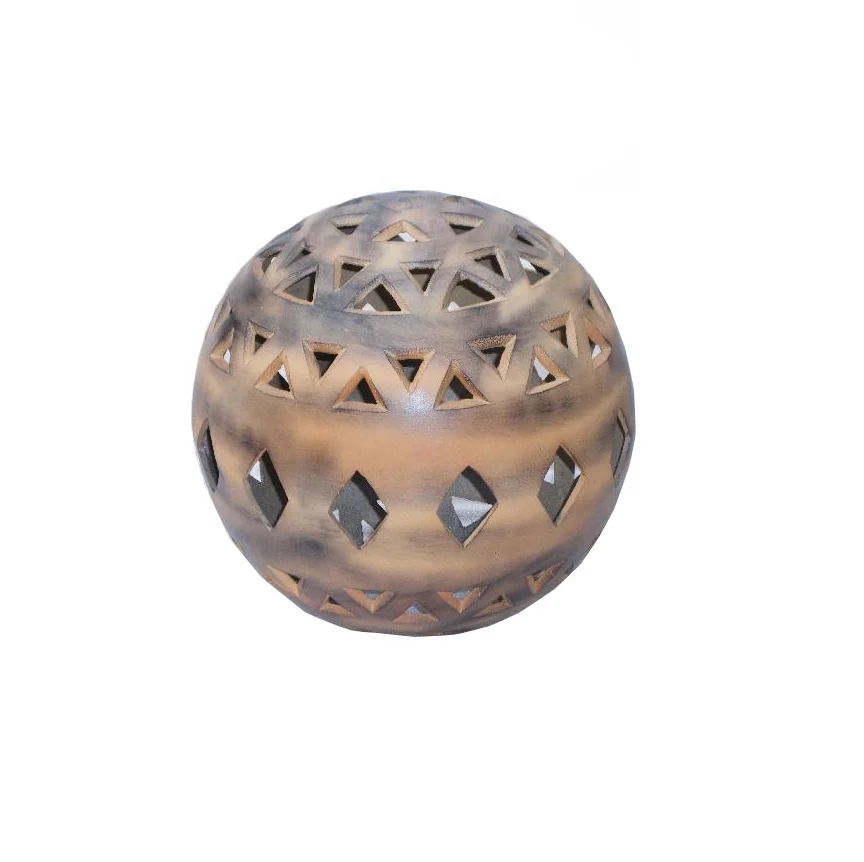 Simple Decorative Hollow Out Aluminium Balls Brown & Silver Color Handicraft Supplier From India