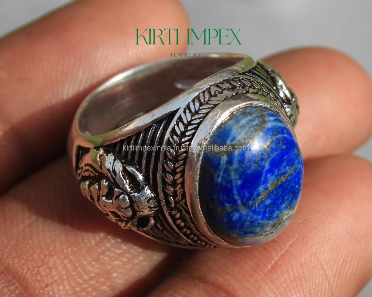 2022 новый дизайн модное готическое кольцо с драгоценным камнем турецкое мужское натуральным лазуритом