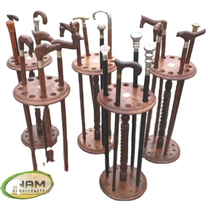 Wooden walking stick and umbrella stand made of sheesham wood