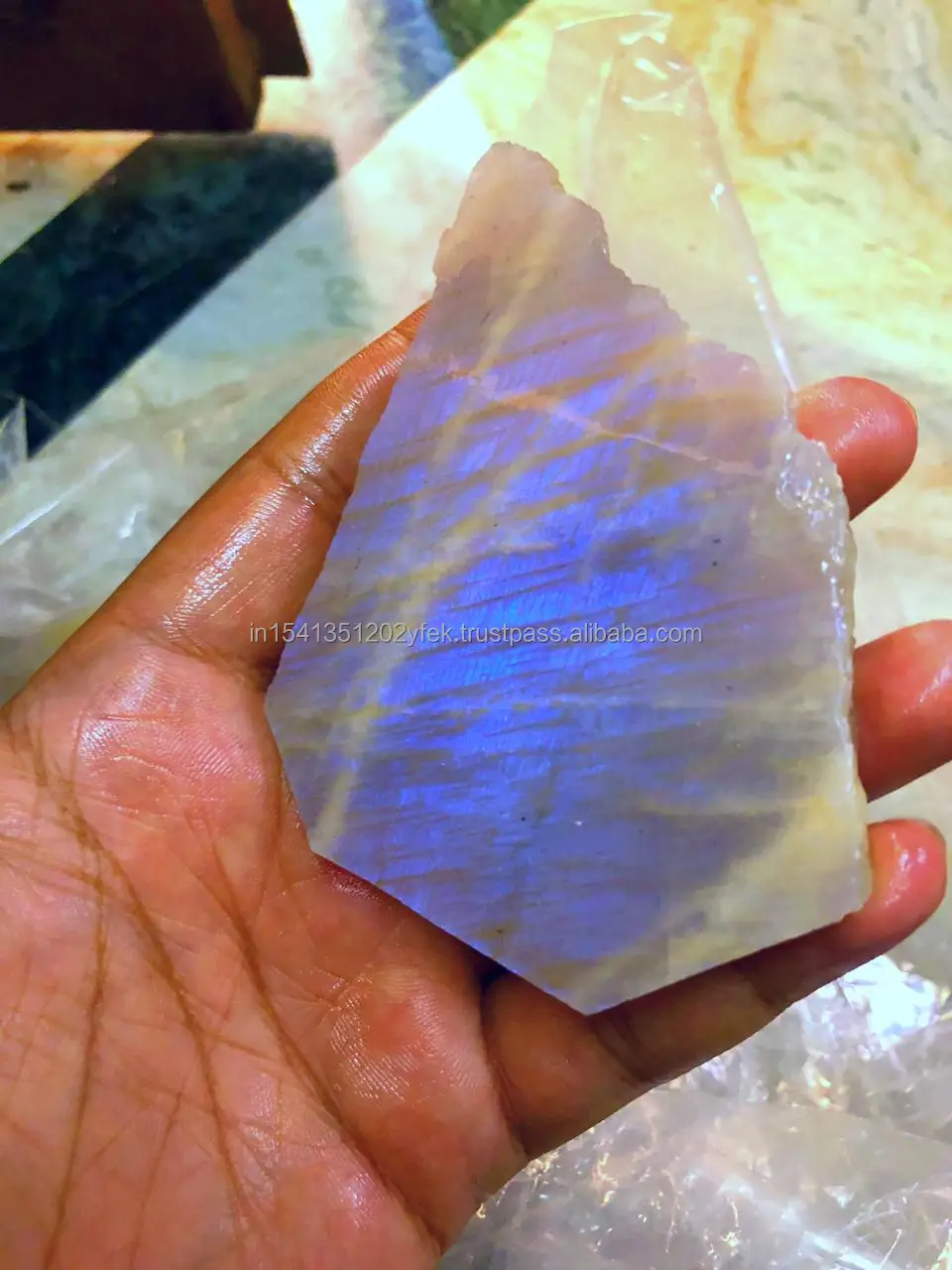 peach rainbow moonstone raw slabs