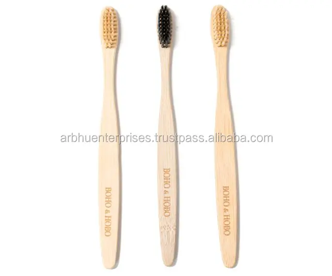Eco Friendly Round Bamboo Tooth Brush Biodegradable Inter dental Brushes for Dental Cleaning Disposable Tooth Brush