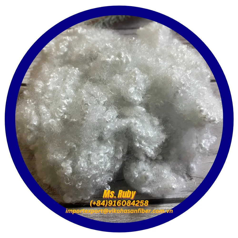 GRS Recycled Polyester Fibre 7D HCS A grade Recycled Polyester Staple Fiber of Vikohasan synthetic fiber Manufacturer