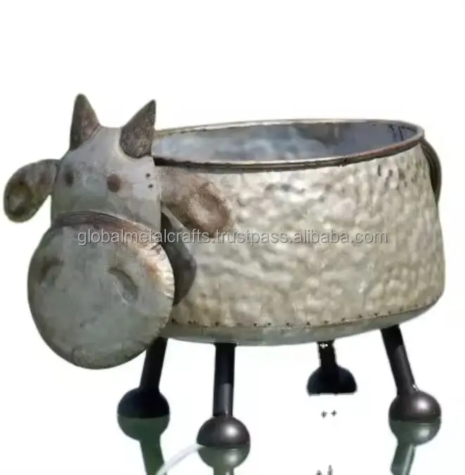 Wholesaler Galvanized galvanized planter with golden rim for Farmhouse Home Garden decor