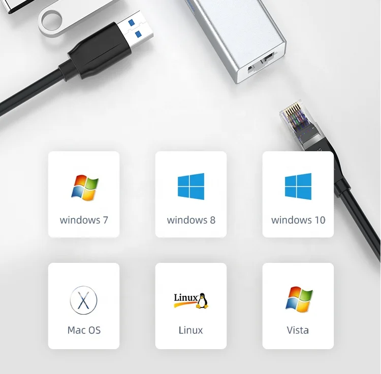 
1000M USB Network RJ45 Lan Card USB 3.0 HUB Ethernet Adapter USB LAN Hub 