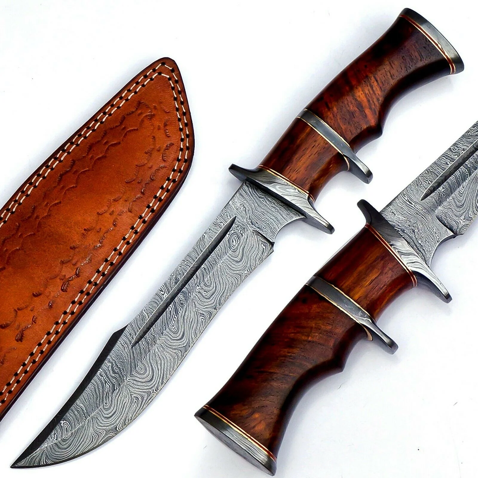 Custom Hammer Forged Damascus Steel Bowie Knife