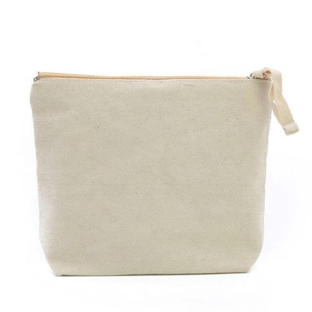 Custom Small Eco-Friendly Zipper Make Up Pouch mini nylon cosmetic pouch Recycled Plain Cotton Canvas Makeup Cosmetic Bag