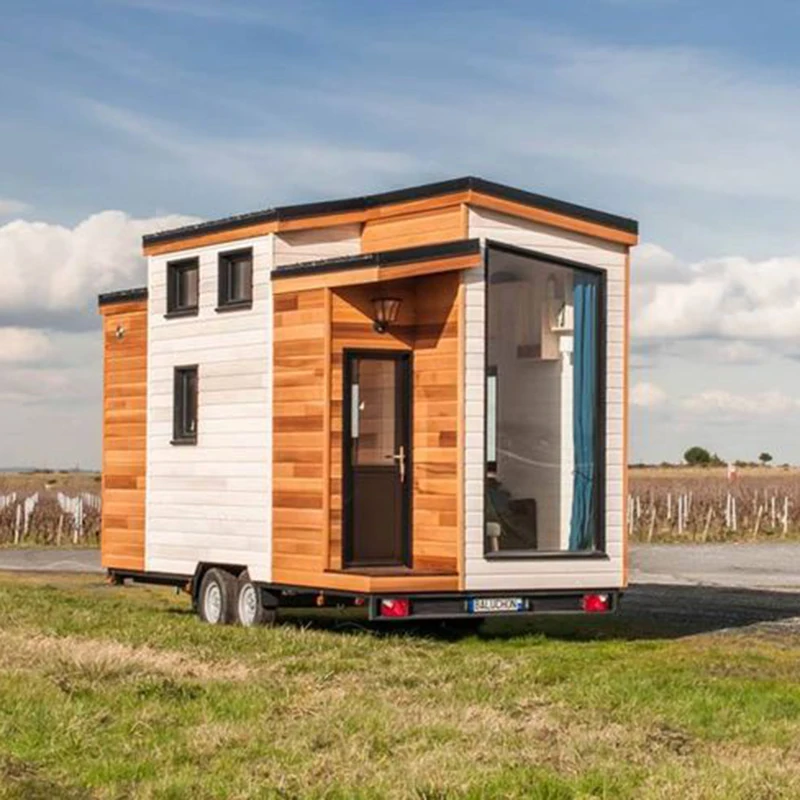 Mobile Leisure House On Custom Wheels Prefab Modern Green Anticorrosion Small Home Container Wooden House Design