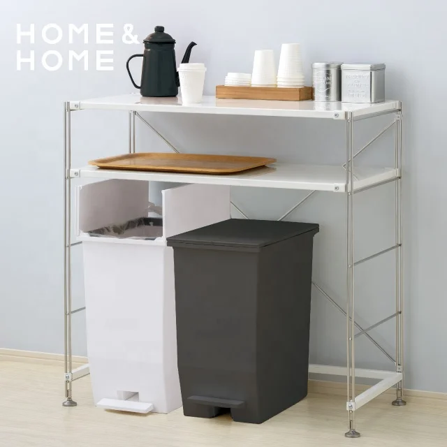 Latest and Fashionable counter pedal open twin lid trash can for indoor , with plastic bag holder