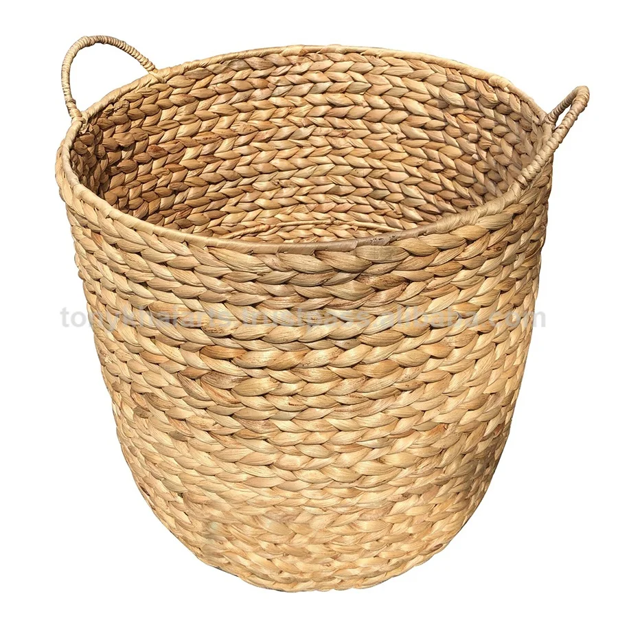 Seagrass Storage basket With Handle Home Basket Handmade Water Hyacinth Round Round Seagrass Basket With Handle