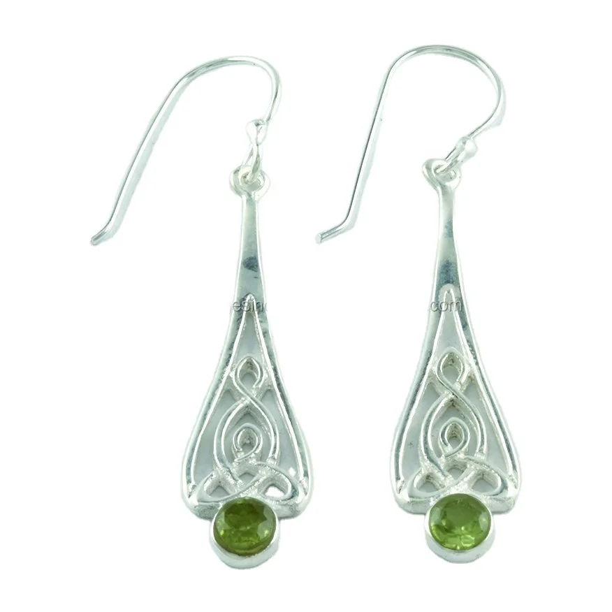 Peridot stone 925 sterling silver jewelry earrings Peridot Stone Silver Jewelry Wholesaler Fine Silver earring
