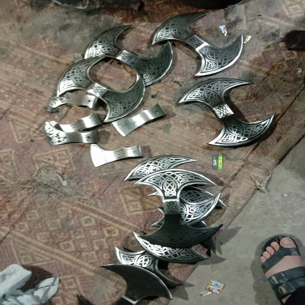 Double head viking axe with beautiful leather cover Viking Double blades axe Birthday gifts