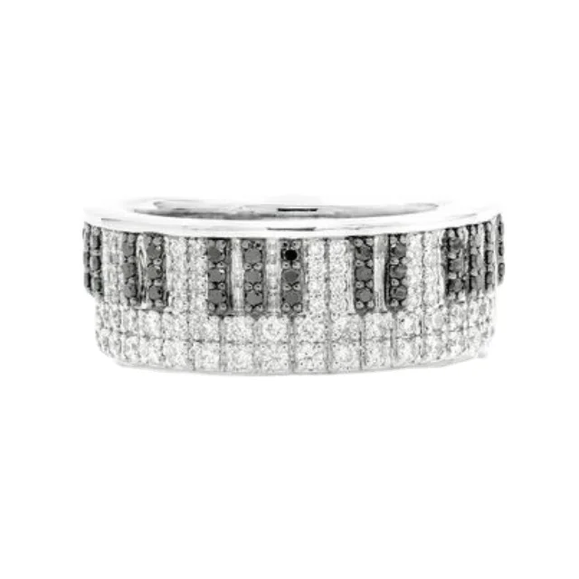 0.90ctw Round Brilliant Cut Diamond Piano Band Ring 14K Gold For Men