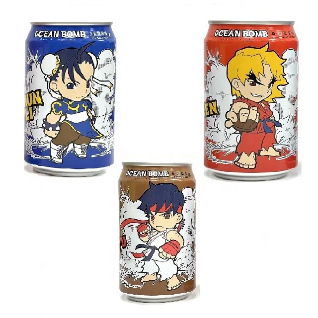 Sparkling Water Taiwan Soda Drink Famous Fruity Sparkling water Fruity Drink Ocean Bomb Dragon BallS Sailor moon Mortal Combat