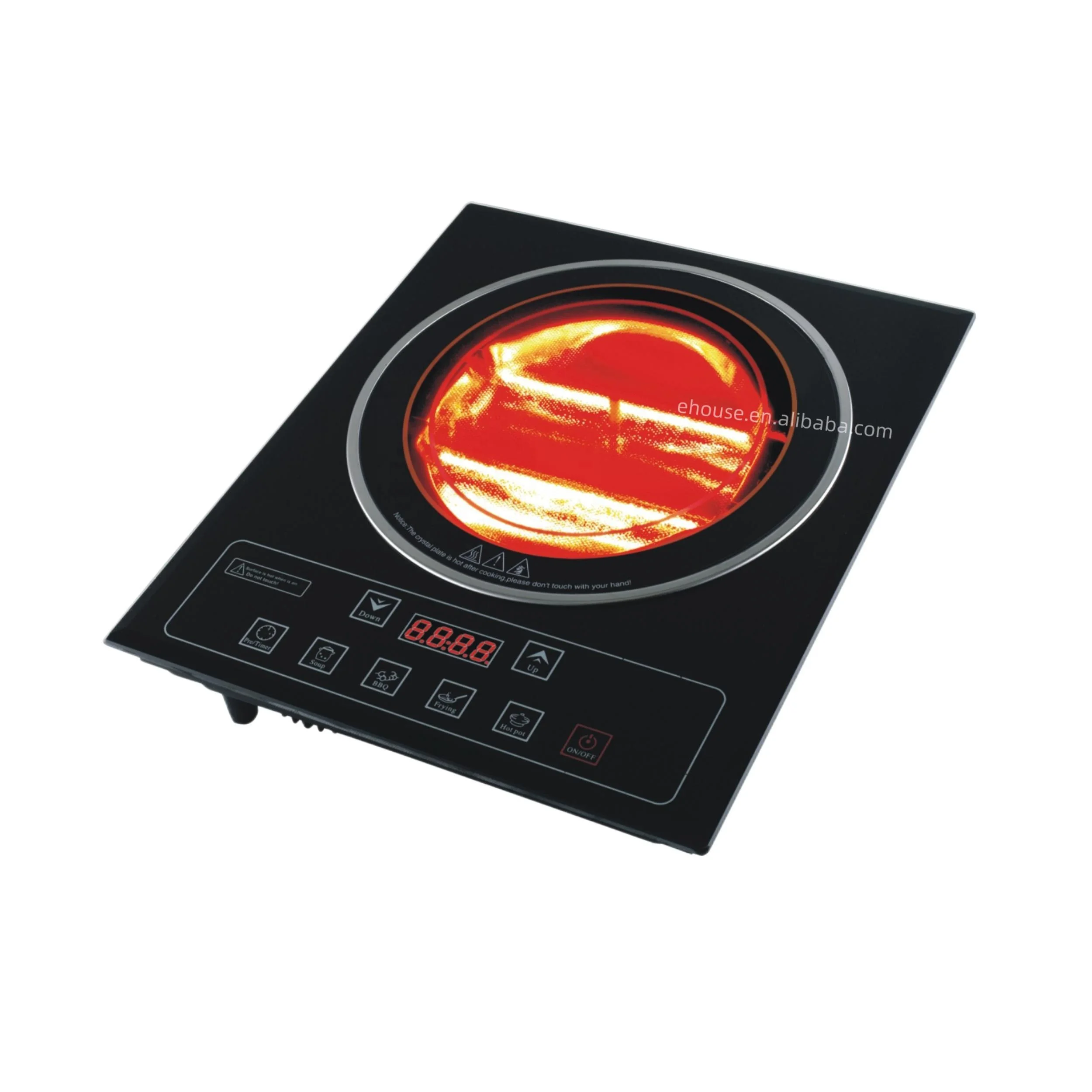 Explosive New Products 2000W Micro Crystal Glass Panel Single Burner Halogen Hobs