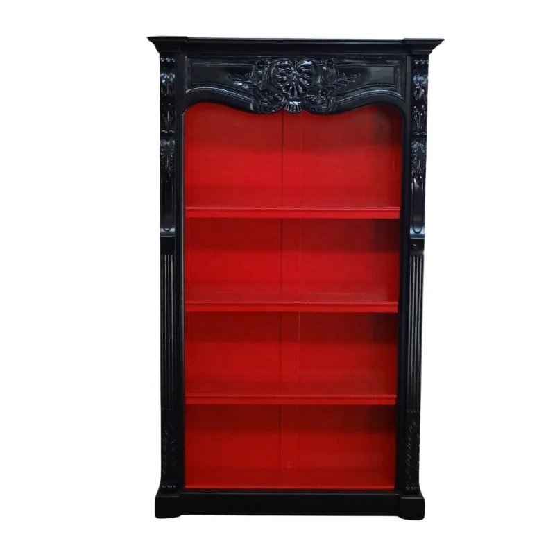 Solid Wood Bookcase French Style Bookshelves Showcase Display Cabinet for Home Office Living Room Furniture and Library