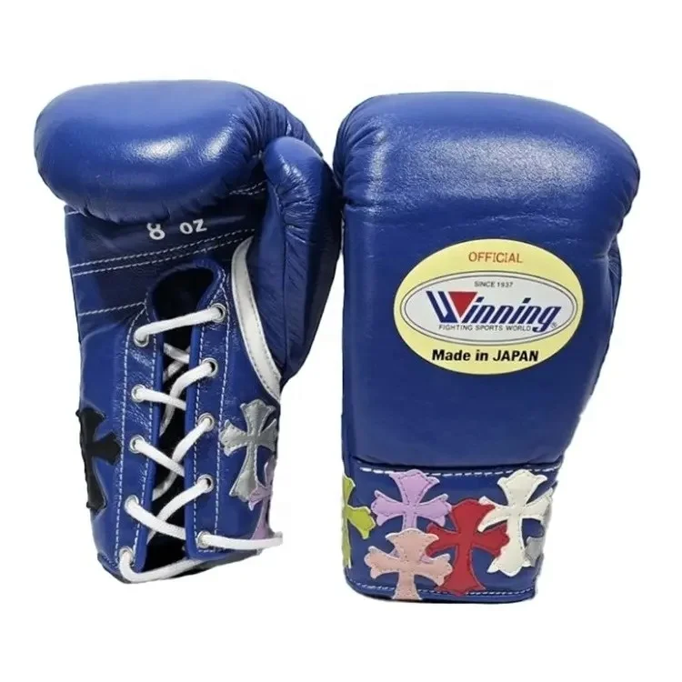 Winning Blue Embroidered Boxing Gloves Training Sportswear Winning Boxing Gloves Customized Your Own Logo