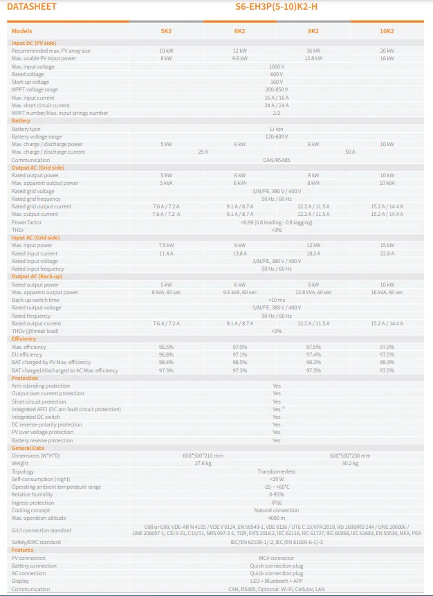 Solis hybrid 3 phase 5kw 6kw 8kw 10kw energy storage inversor price S6-EH3P(5-10)K2-H 5kva 6kva 8kva 10kva solar inverter