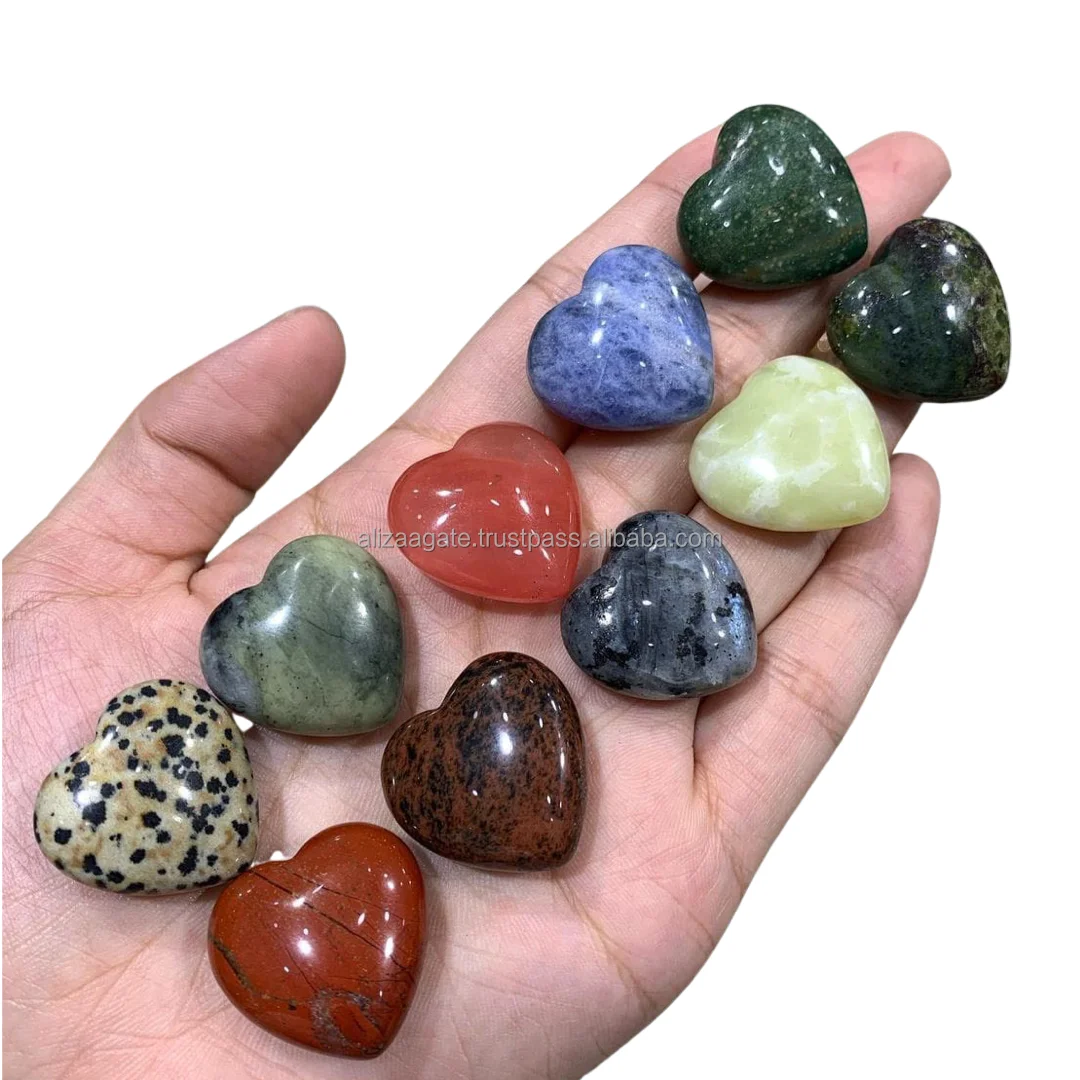 Wholesale Lowest Price Natural Clear Rose Quartz Amethyst 2cm Crystal Hearts Stone for Gift