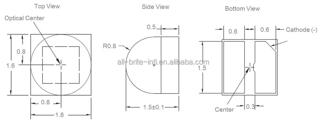 1616 2W Single Color Lambertian LED