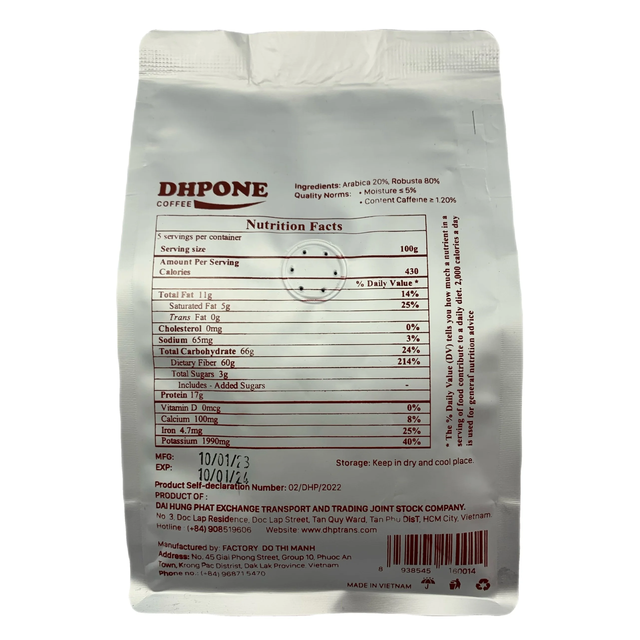 Кофейные зерна кофе в одностороннем клапане фирменный пакет dhpus индивидуальная упаковка по запросу от Дак лак