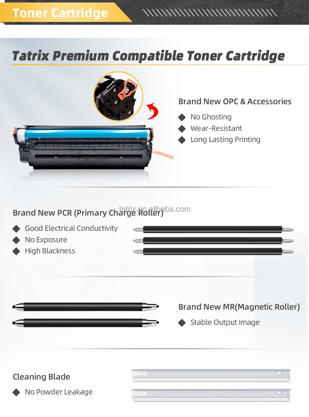 Tatrix Premium Remanufactured Laser Color Toner Cartridge Q6000A Q6001A Q6002A Q6003A 124A for HP Laserjet 1600 2600n