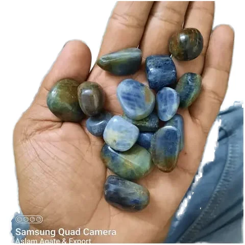 Natural Blue Sapphire Hand  Polished Crystals Tumbled Stone ,  Gravel  Blue Sapphire Gemstone For Home Decoration