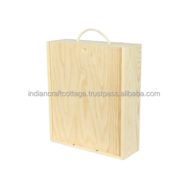 Three Bottle Pine Wood Box / wooden Pine Bottle Box 3 Bottle / Luxury Wooden Box for wine gift Packing 3 bottle