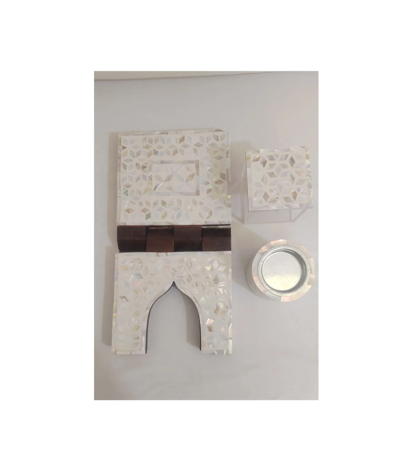 Arabic Ramadan Gift Wood Mother of Pearl Inlay Holy Quran Stand Mubkhar Bakhoor Burner Oud Burner Dubai muslim Censer Bone Inlay