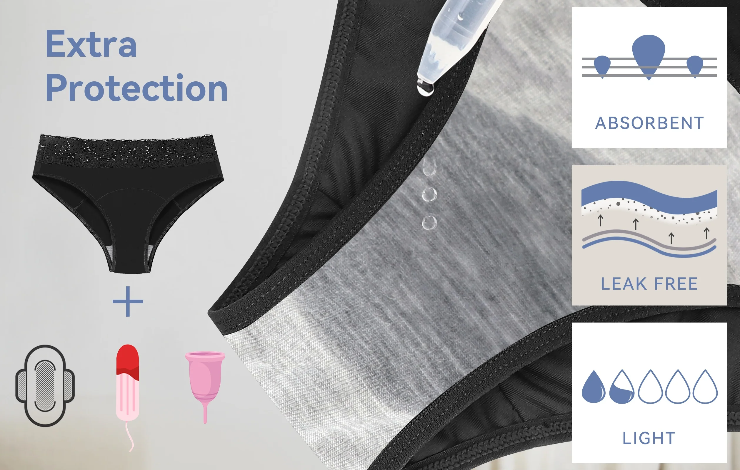 Intiflower312 OEM Calzon medium Flow Menstruelle En Coton Bio Undies Leak Proof Period Underwear Bamboo Bragas Menstrual Panties