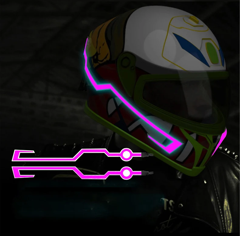 7 colors New arrival cool shapes riding led helmet light strip for full motorcycle helmet