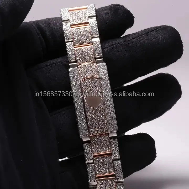Hip Hop Bussdown Dial Men and women Luxury Iced Out Watch Hand Made Setting VVS Moissanite two tone rose gold Luxury watch