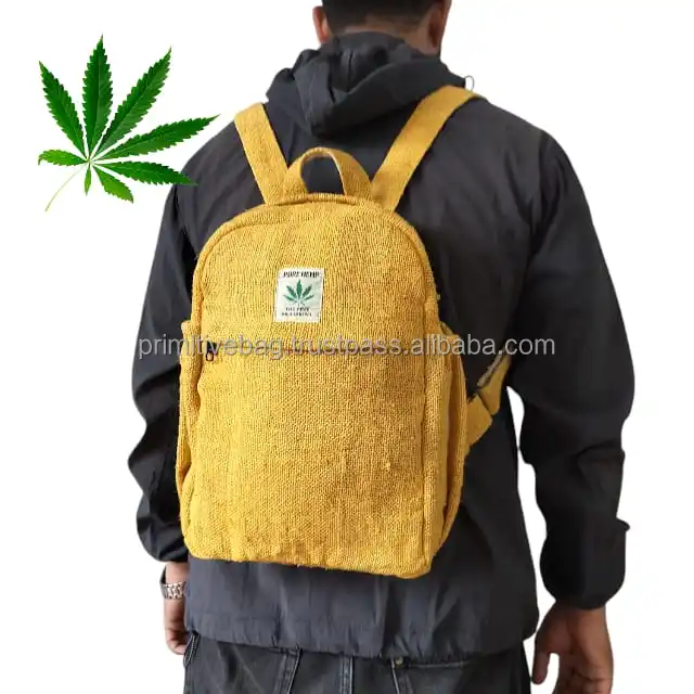 Hot Trendy Vegan Hemp Design Laptop Backpack for Teen Adolescent Boys Zipper Closure Eco-Sustainable Eco-Hemp Bag for School Use