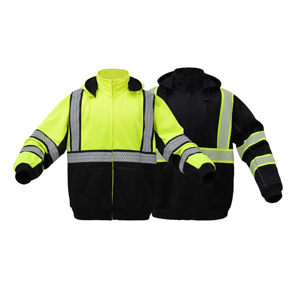 Hi Vis New Heavy Weight Sweatshirt With Black Mesh Lining Dupont Fabric Safety Clothing Jacket