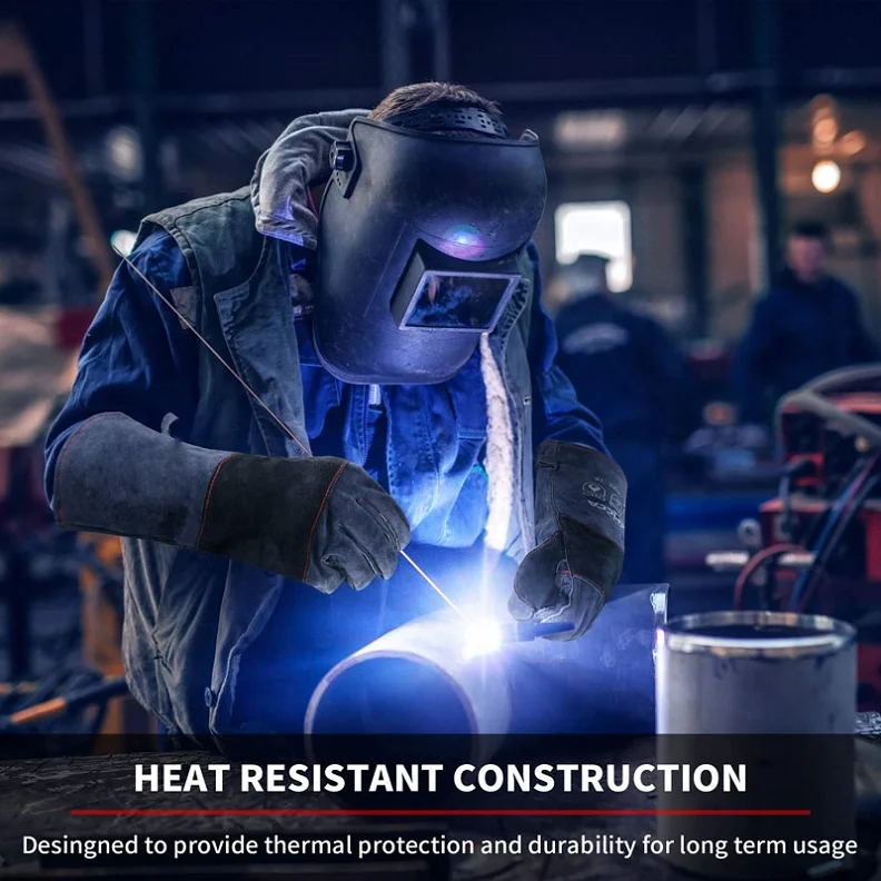 Cowhide Split Hand Protection Puncture Proof Forge Heat Resistant Safety Animal Handling Working Leather Gloves