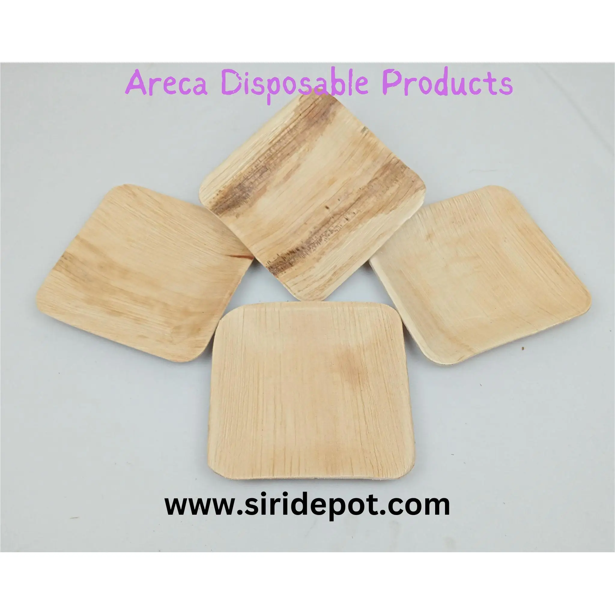 Disposable Areca Palm Leaf Square Plate 6 inch, 15 cm , Eco-Friendly , 100 % Natural, Bio- degradable