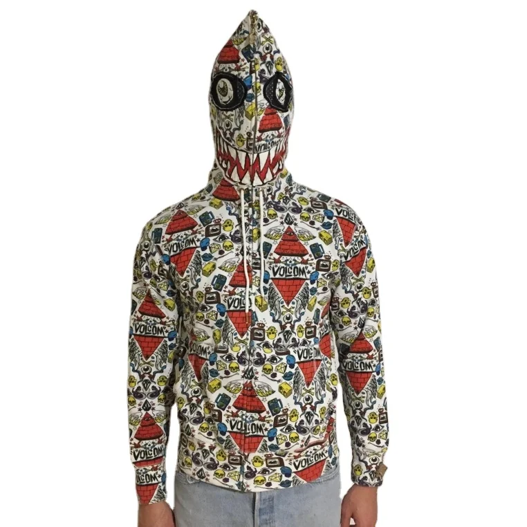 Wholesale Custom Skeleton Streetwear zip up Hoodies Unisex 100% Cotton Full Face Zip up Rhinestones Hoodies