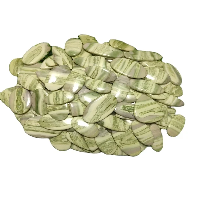 Serpentine Gemstone- Wholesale Lot Green Serpentine Cabochon Flat Back Bulk Serpentine Cabs lot for Making Jewelry Loose stone