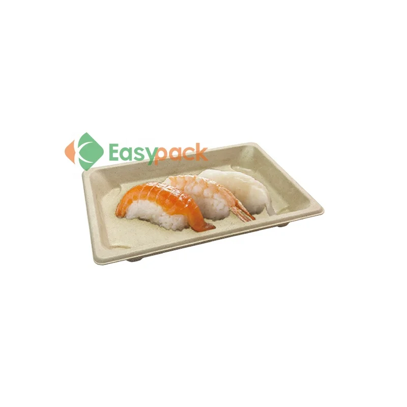 Rectangular disposable takeout tray sushi box biodegradable food container