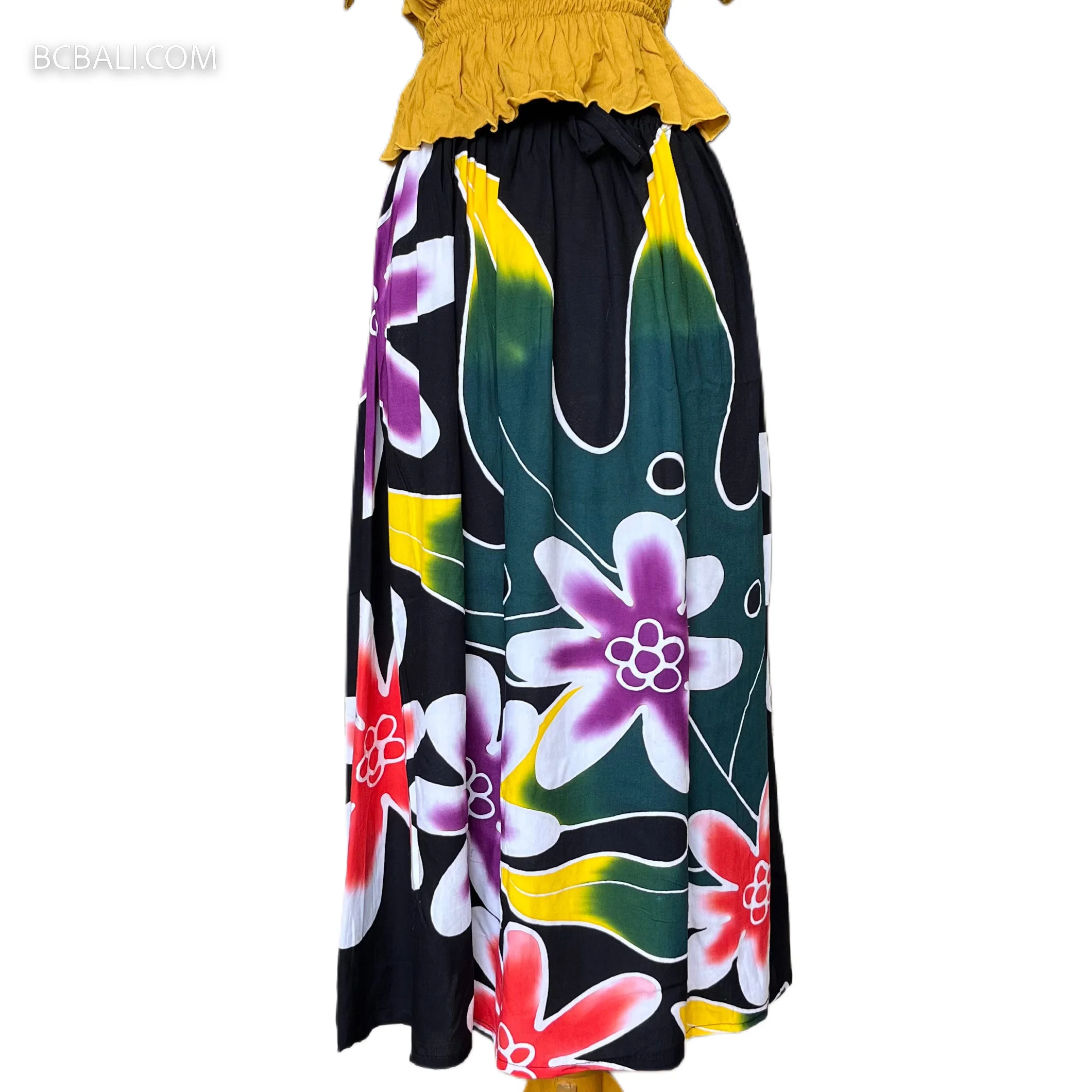 Handpainted Rayon Skirt New Design Floral Made in Bali By Balinese Artisan Hight Quality Rayon For Women