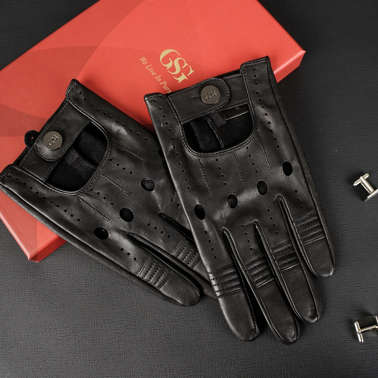 Factory Wholesale Fashion Unlined Black Brown Touchscreen Motorcycle Genuine Lambskin Leather Driving Gloves For Men