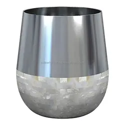 Galvanized Trash Can Small Bathroom Waste Bin Embossed Rings Oval Label and Turned Wood Handle add Farmhouse Warmth and Charm