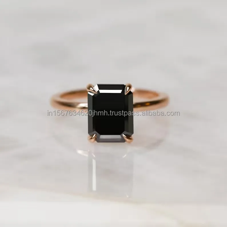 14k Rose Gold Black Diamond Ring,Black Stackable RingJewelry Half Eternity Black Ring Natural Diamond for Women Engagement Band
