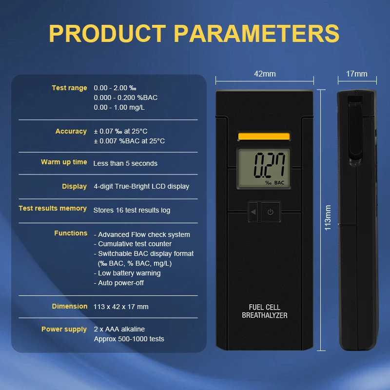 High Quality Portable Digital Alcohol Breathalyser Tester