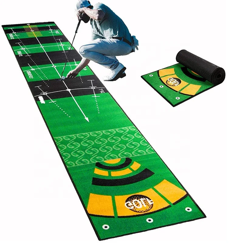 New Indoor Nylon Golf Practice Trajectory Display Anti slip Hitting Mat  Golf Putting Practice Mat with Automatic Ball Return