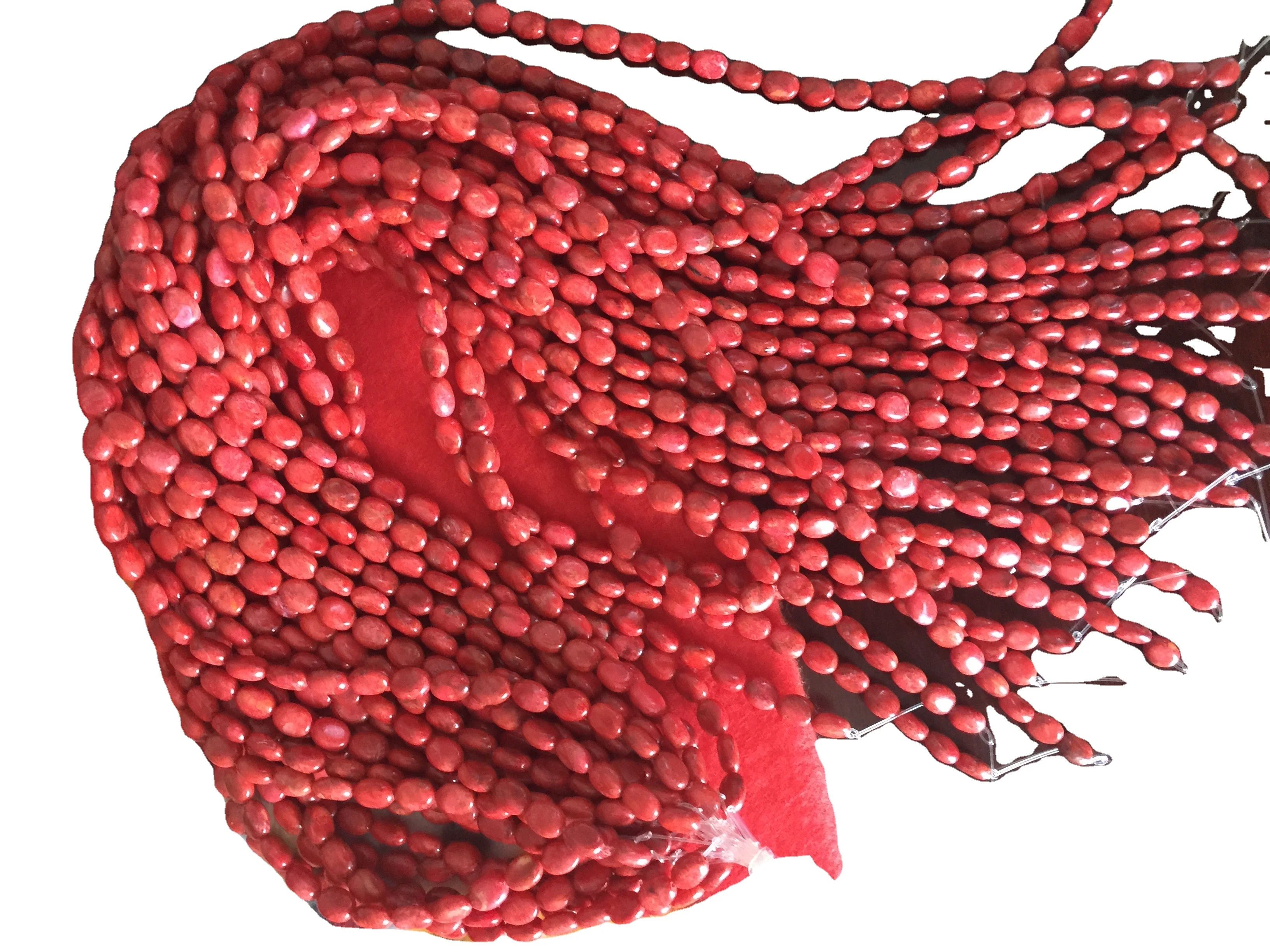 Бусины с яблочным кораллом Рондель